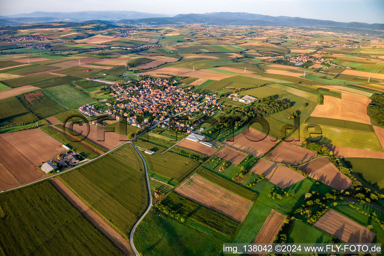 From northeast in Saessolsheim in the state Bas-Rhin, France