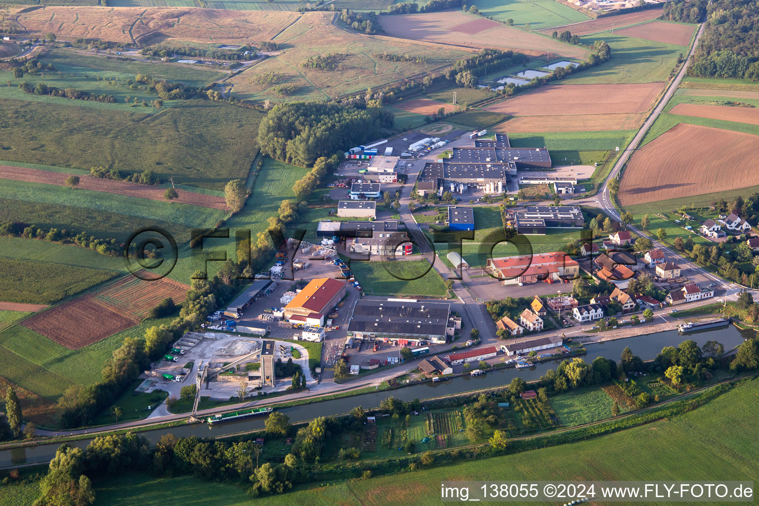 Rue du Tabac commercial area in Hochfelden in the state Bas-Rhin, France