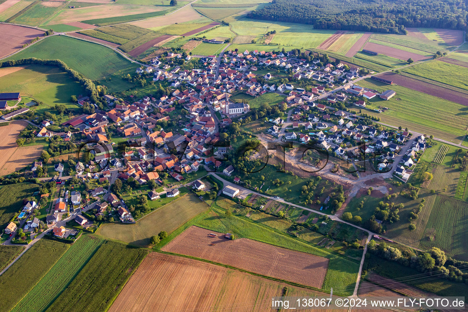 Aerial view of Uhlwiller in the state Bas-Rhin, France