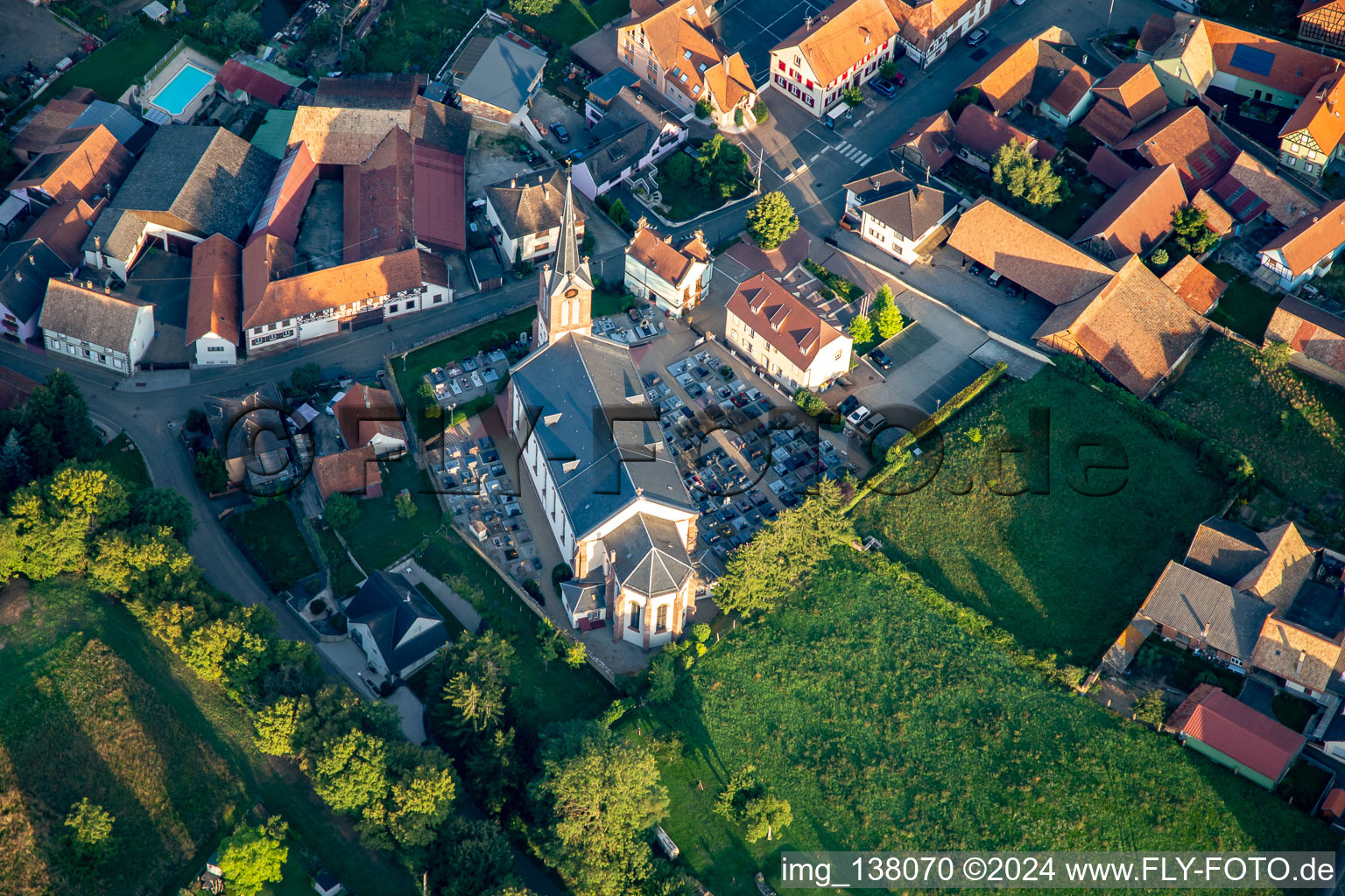 Oblique view of Uhlwiller in the state Bas-Rhin, France