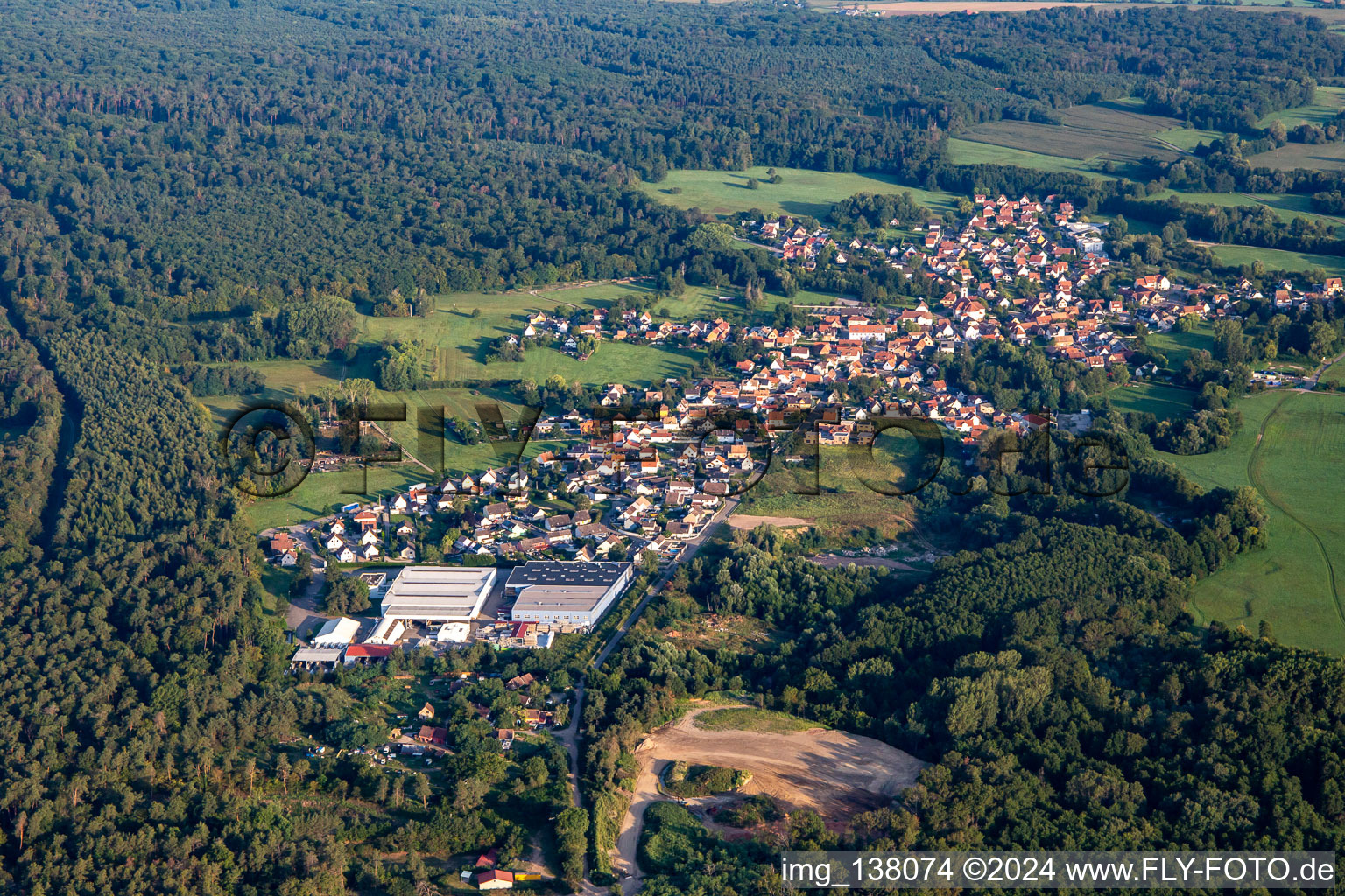 Aerial view of Mertzwiller in the state Bas-Rhin, France