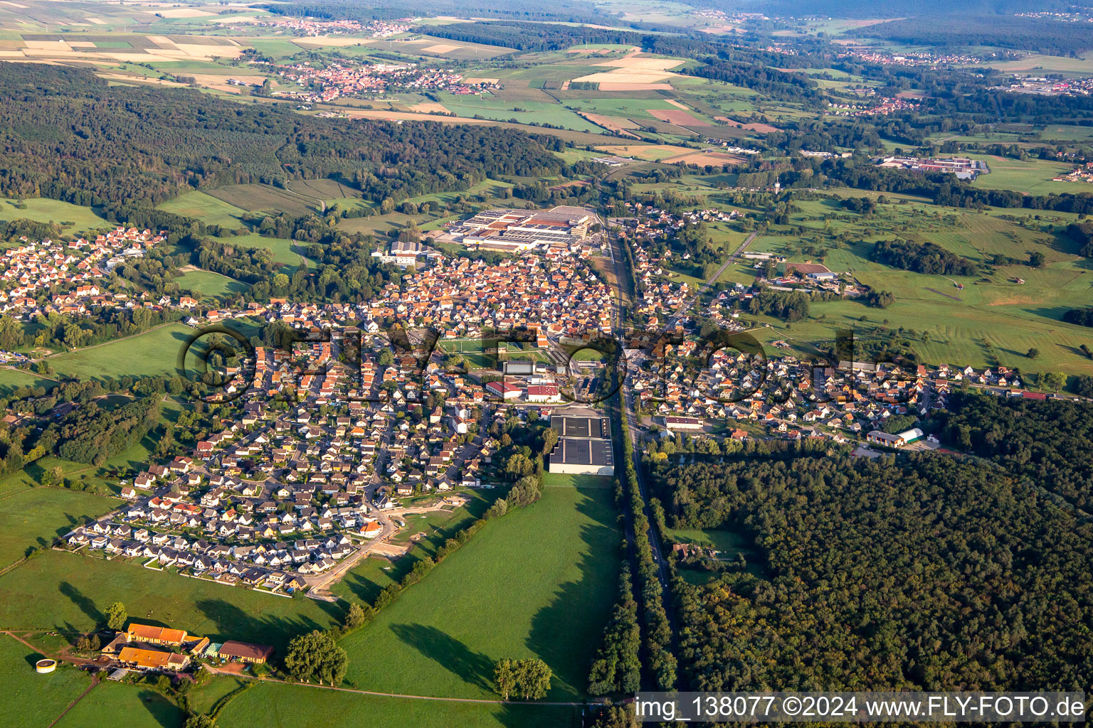 Mertzwiller in the state Bas-Rhin, France from above