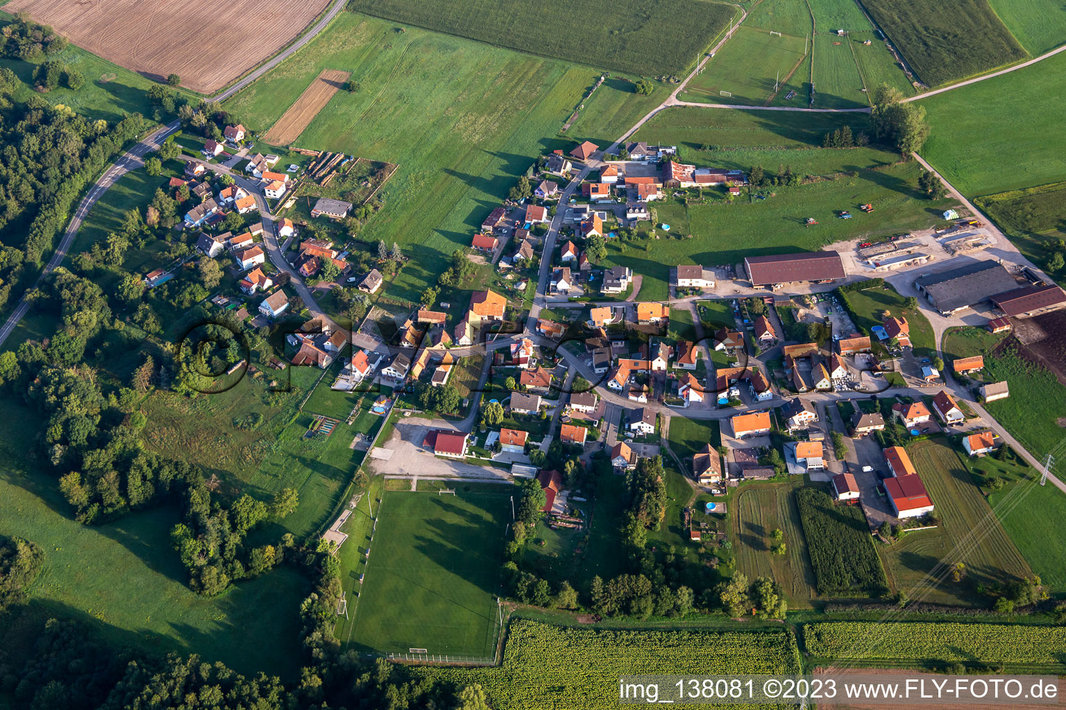 Aerial view of Walbourg in the state Bas-Rhin, France