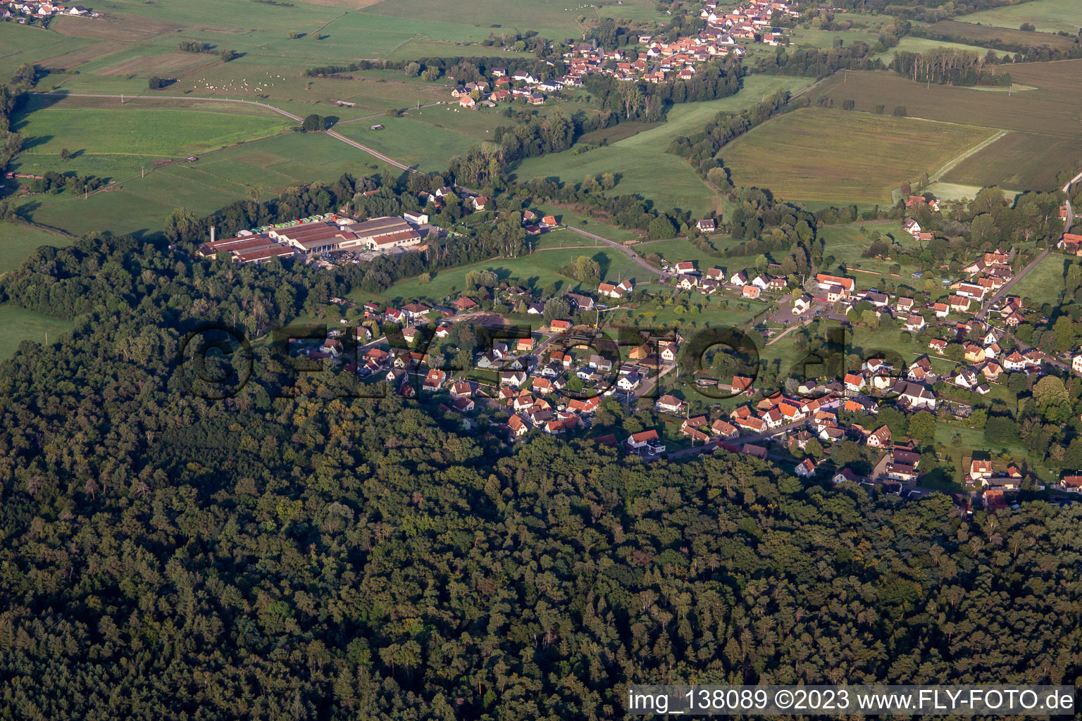 Biblisheim in the state Bas-Rhin, France from the plane