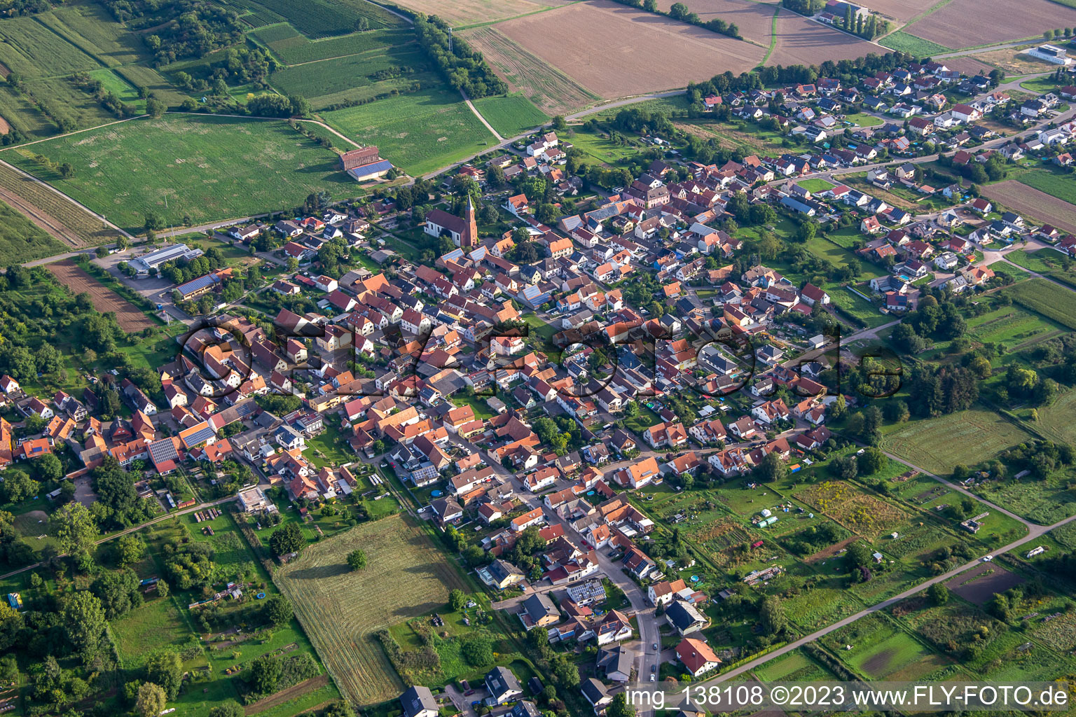 Kapsweyer in the state Rhineland-Palatinate, Germany seen from above