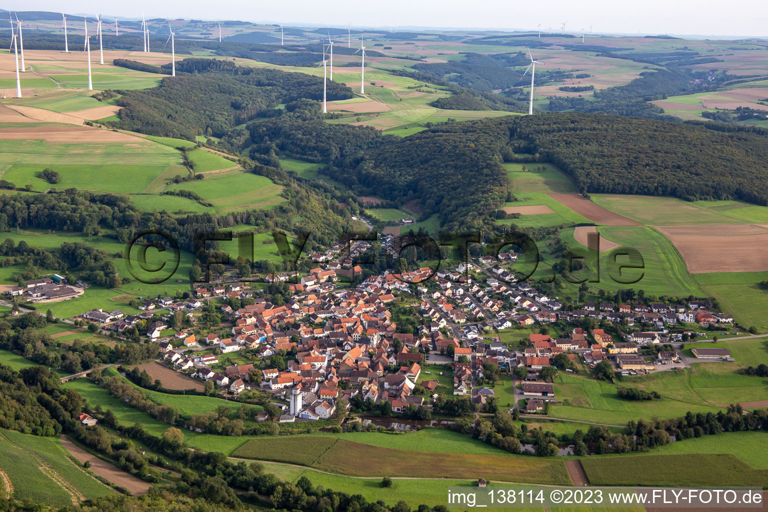 Aerial photograpy of Rehborn in the state Rhineland-Palatinate, Germany