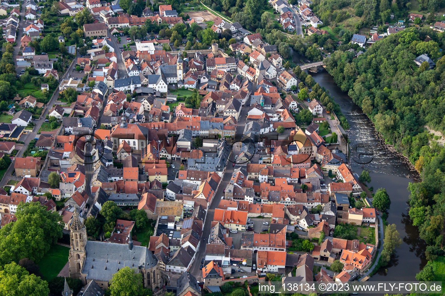 Untergasse and Glan from the south in Meisenheim in the state Rhineland-Palatinate, Germany