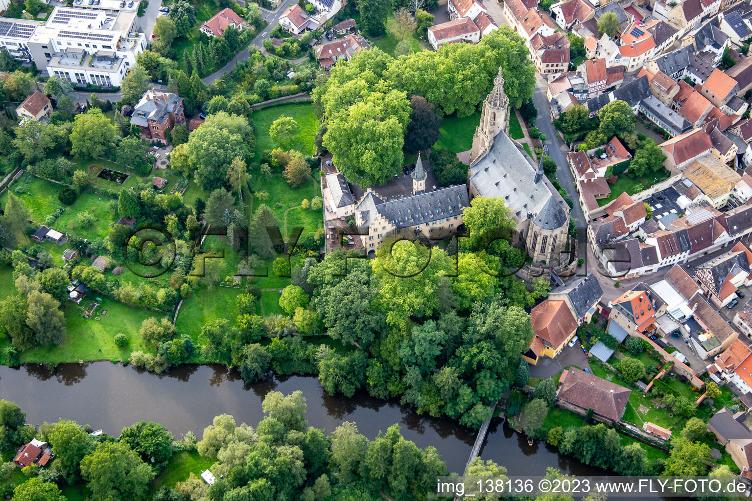 Aerial view of Castle church Meisenheim in Meisenheim in the state Rhineland-Palatinate, Germany