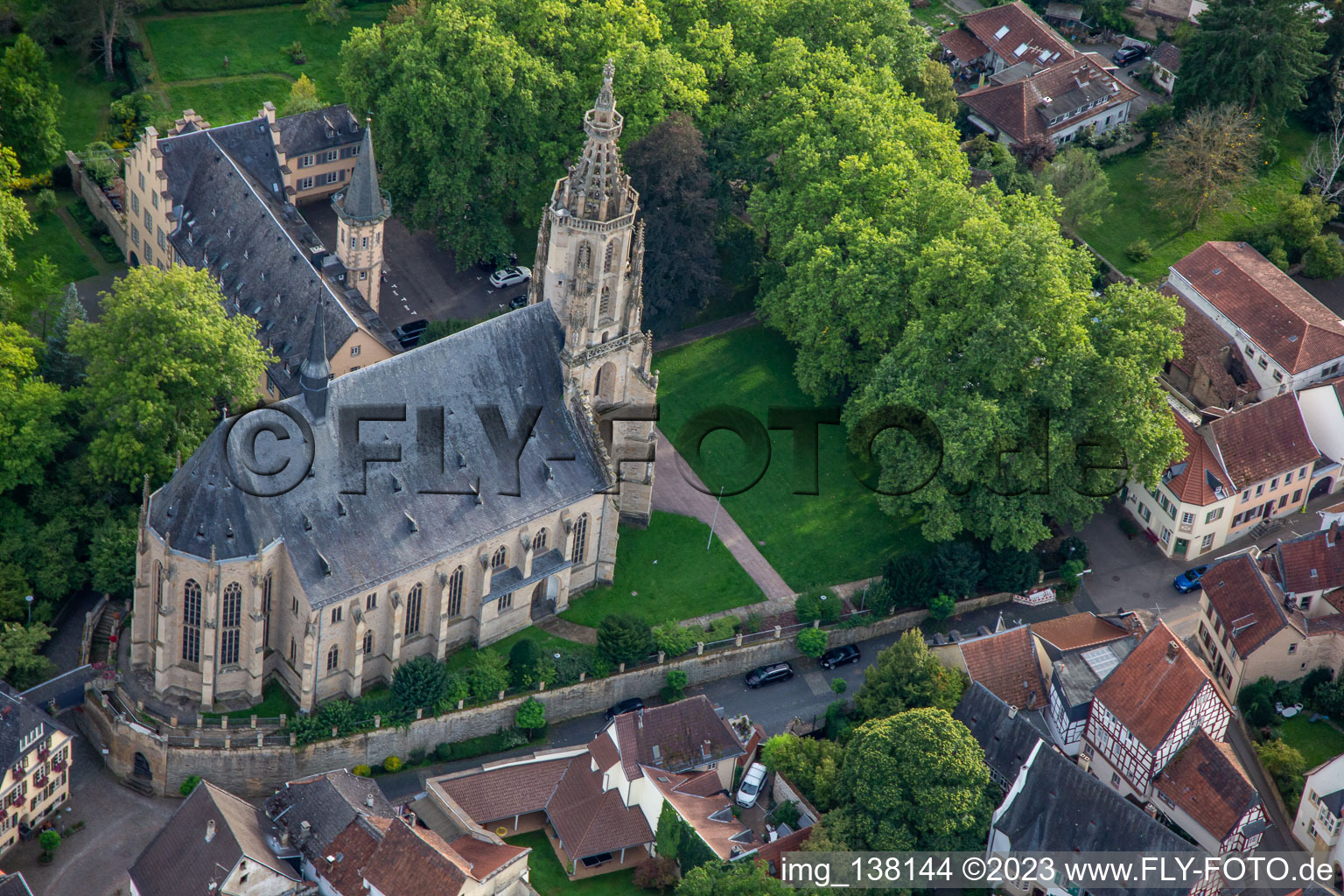 Aerial photograpy of Castle church Meisenheim in Meisenheim in the state Rhineland-Palatinate, Germany