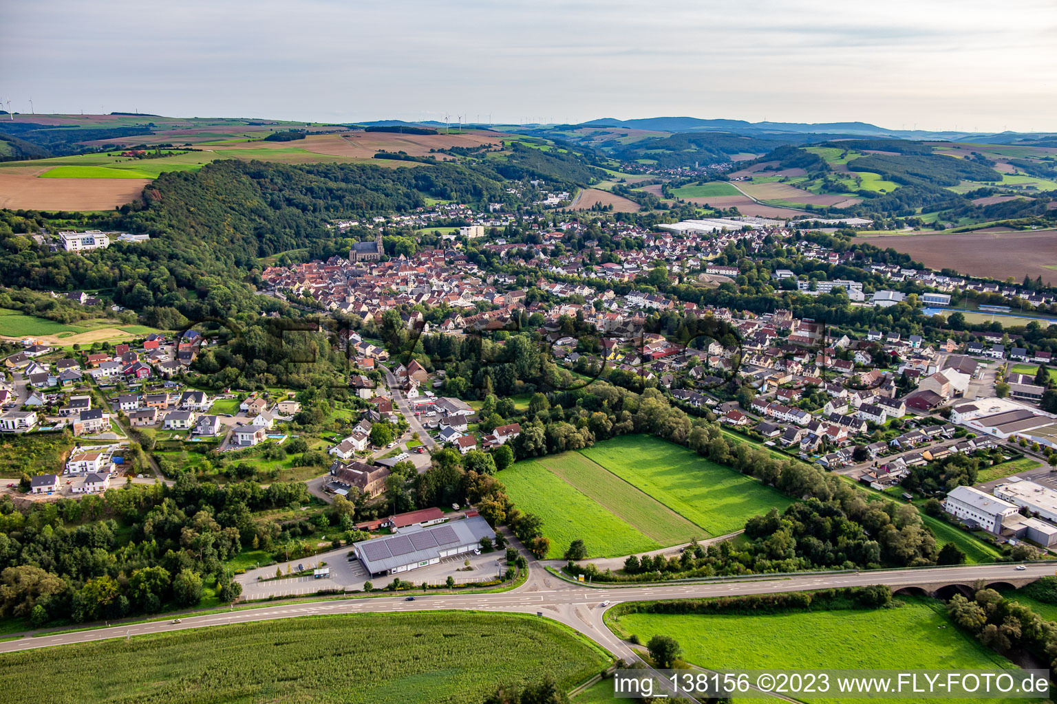 From the north in the Glantal in Meisenheim in the state Rhineland-Palatinate, Germany