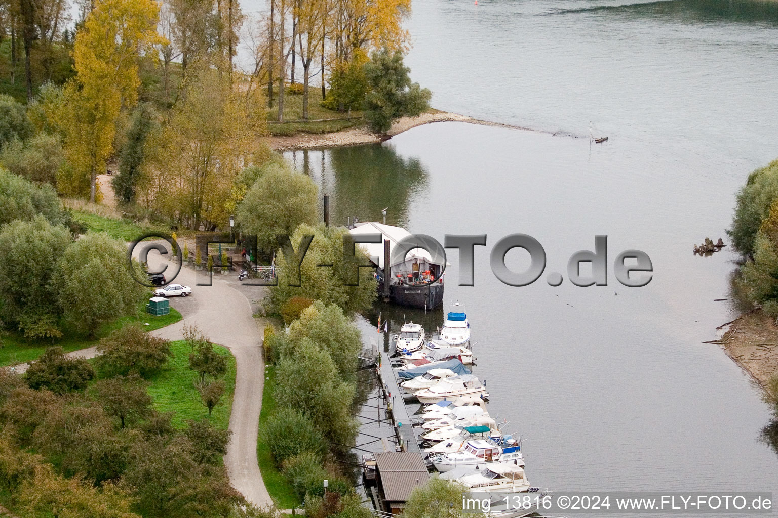 Aerial view of Neuburg in the state Rhineland-Palatinate, Germany