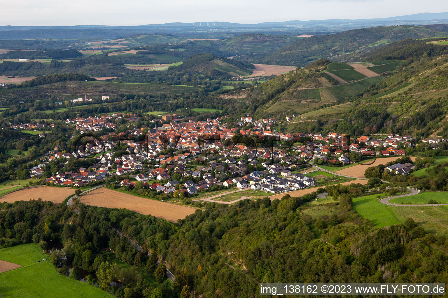 From the south in Odernheim am Glan in the state Rhineland-Palatinate, Germany