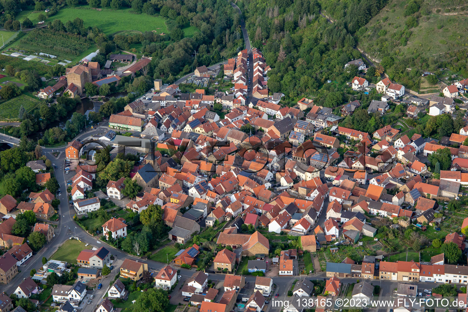 Old village center in Odernheim am Glan in the state Rhineland-Palatinate, Germany