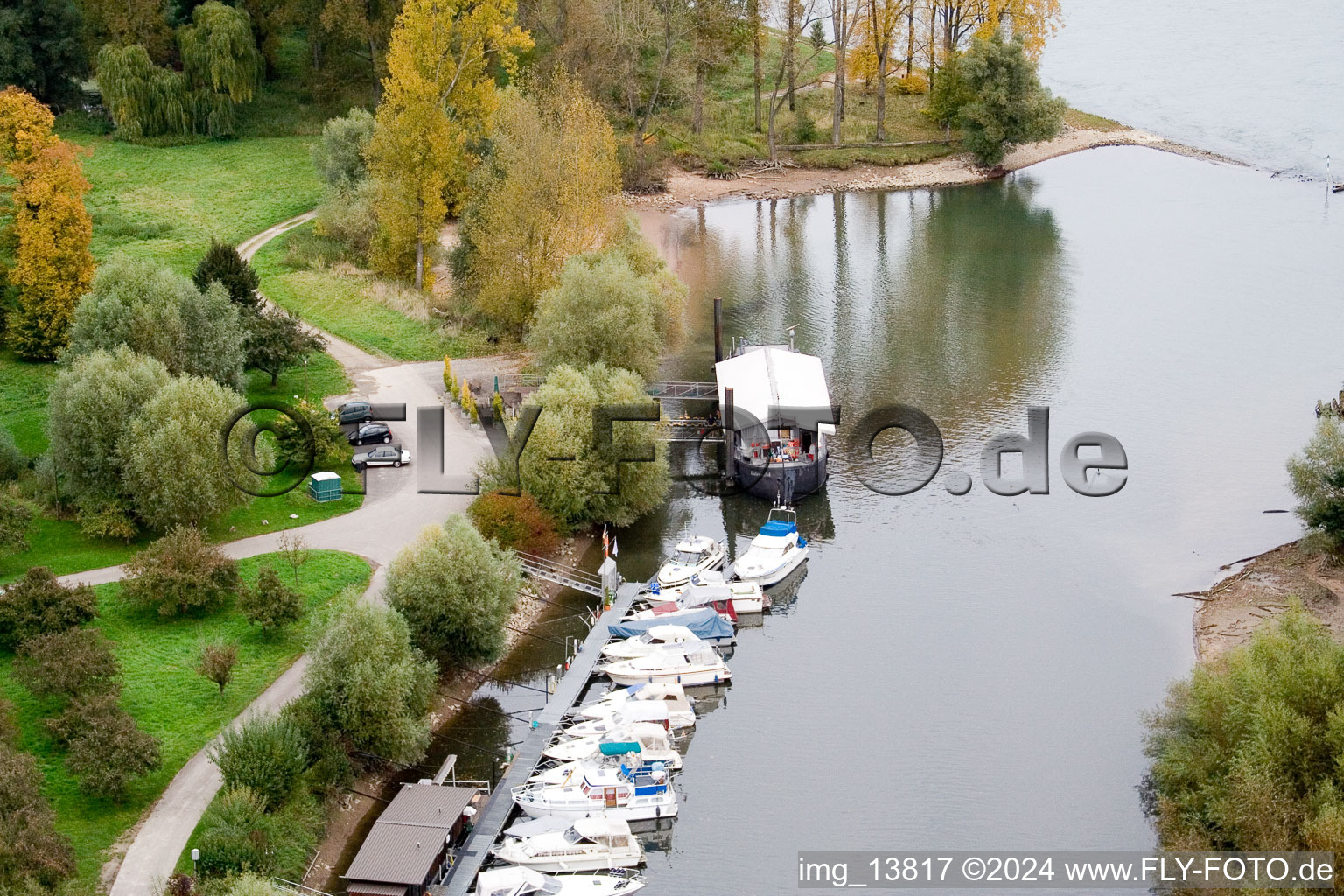 Drone recording of District Neuburg in Neuburg am Rhein in the state Rhineland-Palatinate, Germany