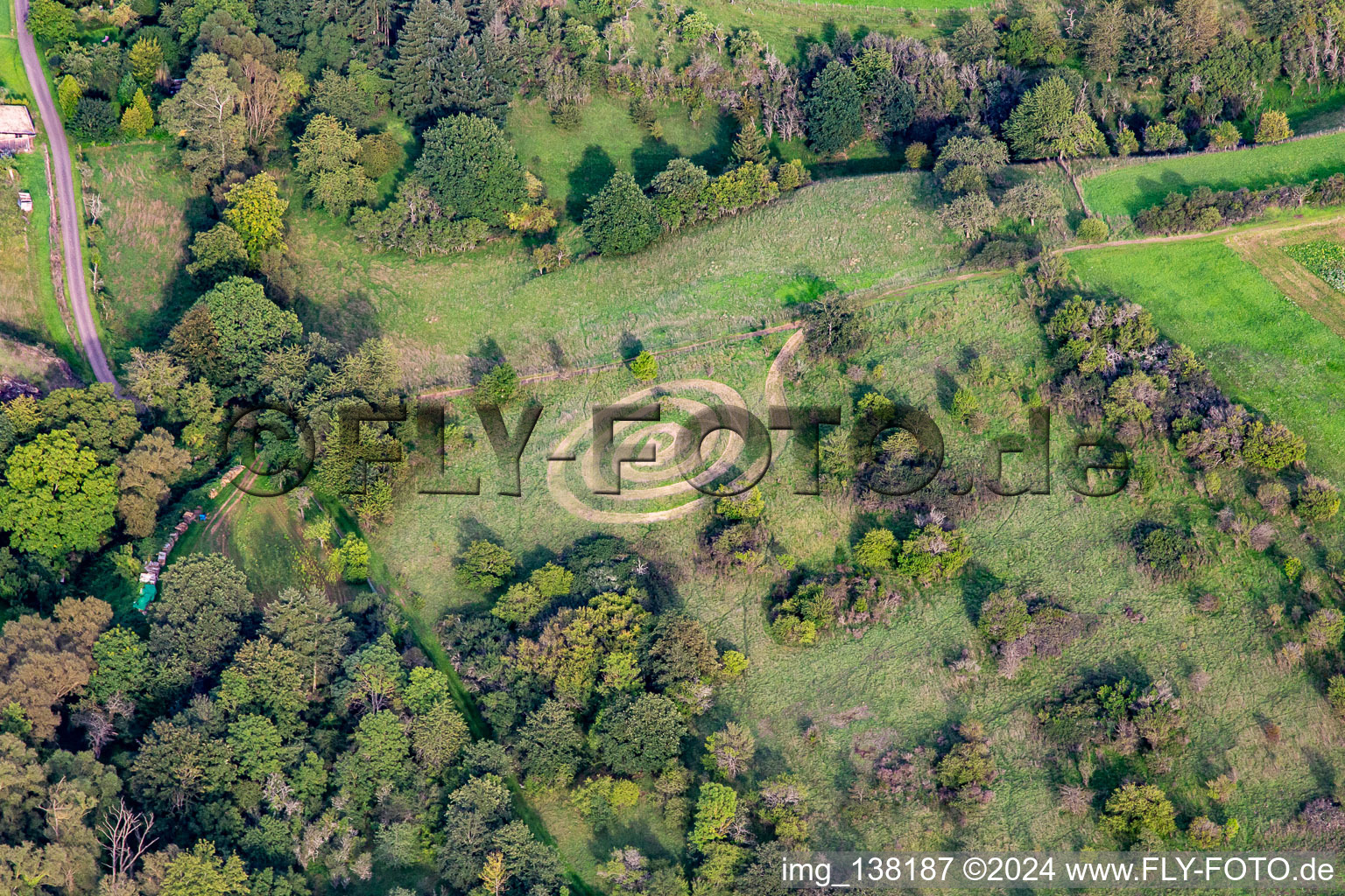 Mowed spiral in Duchroth in the state Rhineland-Palatinate, Germany