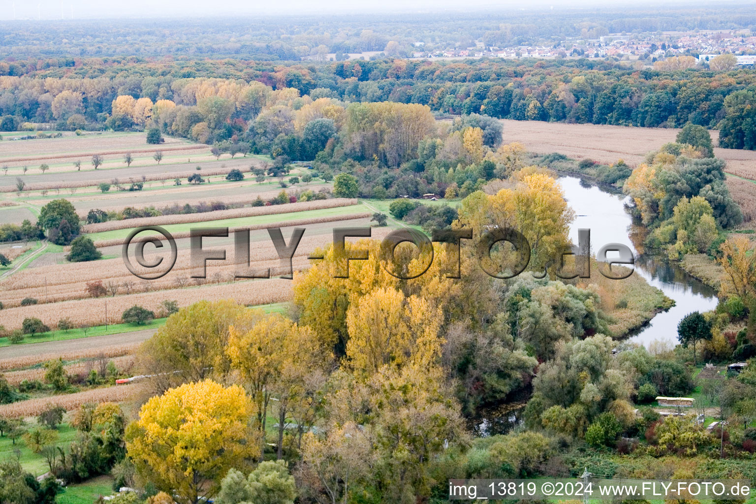 District Neuburg in Neuburg am Rhein in the state Rhineland-Palatinate, Germany from the drone perspective