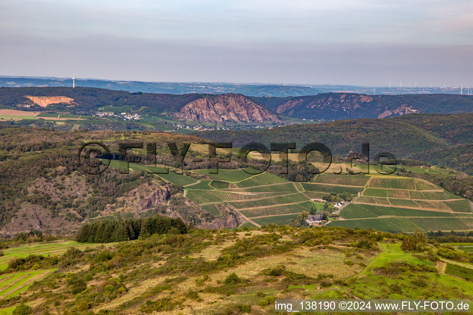 View from Hermannsberg to Rotenfels in Schloßböckelheim in the state Rhineland-Palatinate, Germany