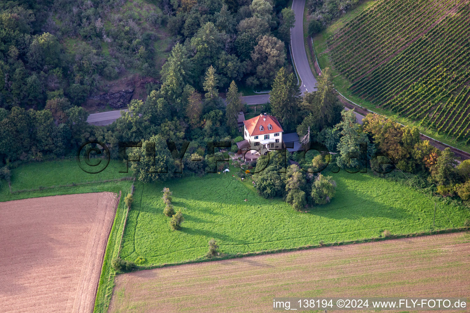 Aerial view of District Boos in Waldböckelheim in the state Rhineland-Palatinate, Germany