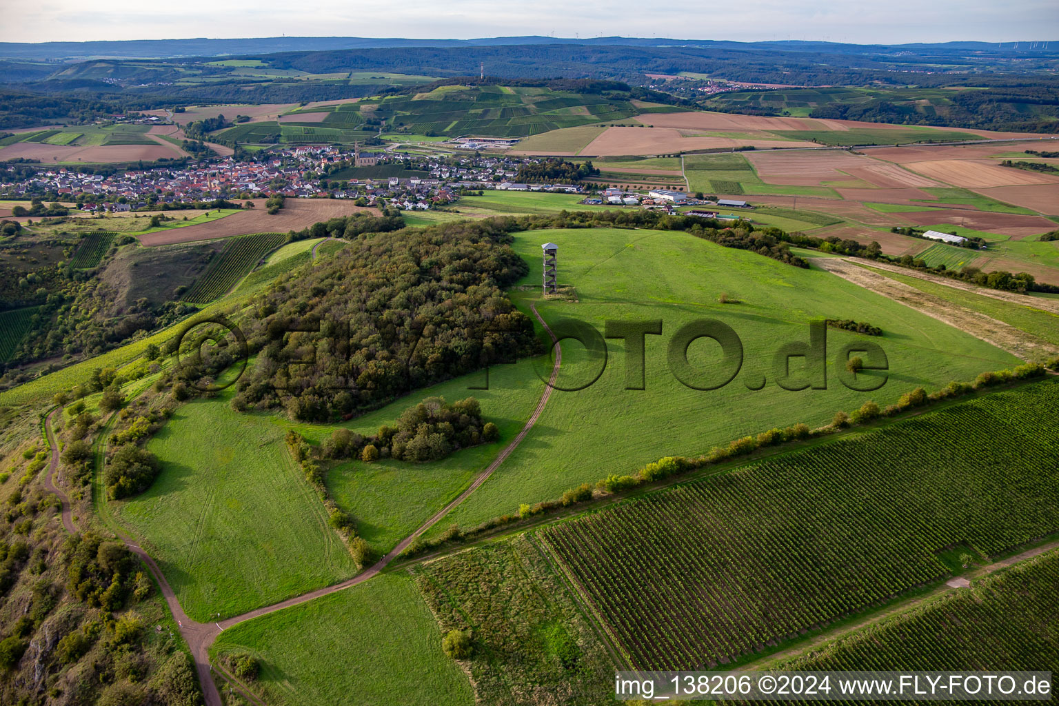 Aerial photograpy of Heimberg Tower Schloßböckelheim in Schloßböckelheim in the state Rhineland-Palatinate, Germany