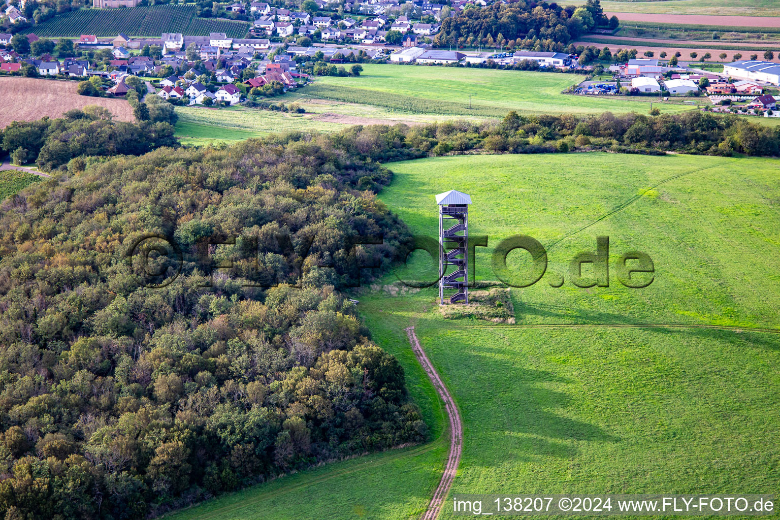 Oblique view of Heimberg Tower Schloßböckelheim in Schloßböckelheim in the state Rhineland-Palatinate, Germany