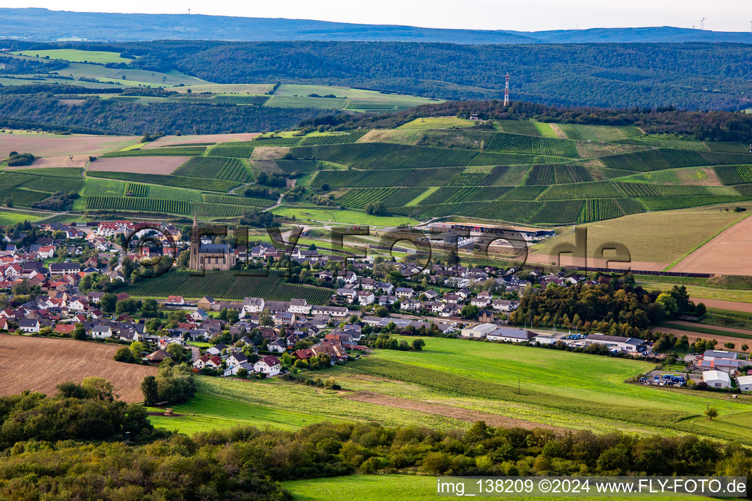 Aerial view of From the southeast in Waldböckelheim in the state Rhineland-Palatinate, Germany