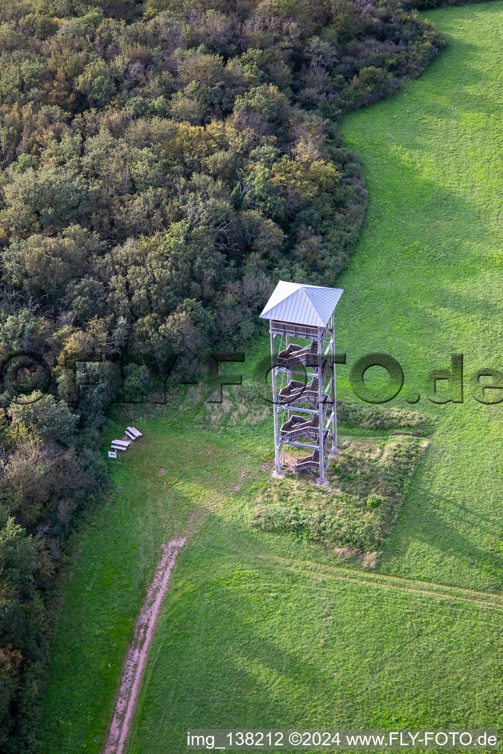 Heimberg Tower Schloßböckelheim in Schloßböckelheim in the state Rhineland-Palatinate, Germany from above