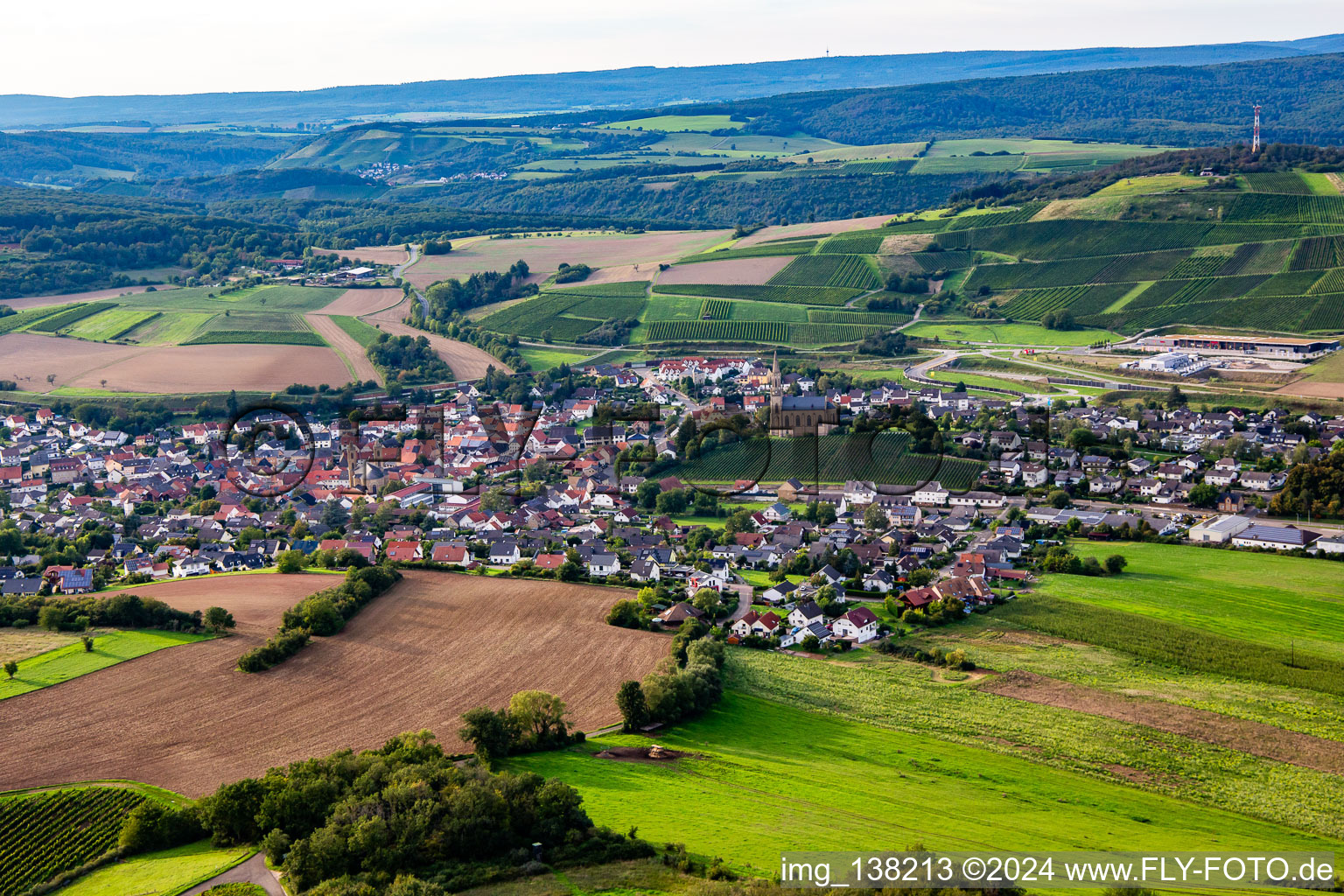 Aerial photograpy of From the southeast in Waldböckelheim in the state Rhineland-Palatinate, Germany