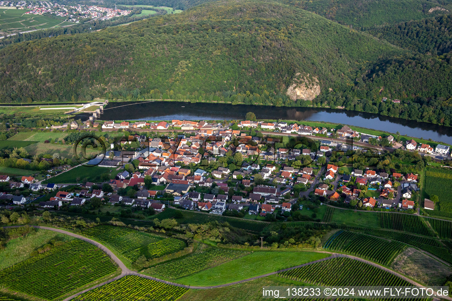 Aerial photograpy of From the west in Niederhausen in the state Rhineland-Palatinate, Germany