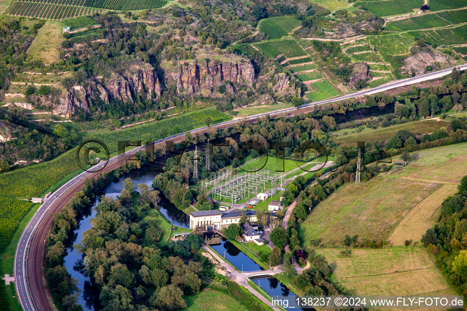 Hydroelectric power station substation in Niederhausen in the state Rhineland-Palatinate, Germany