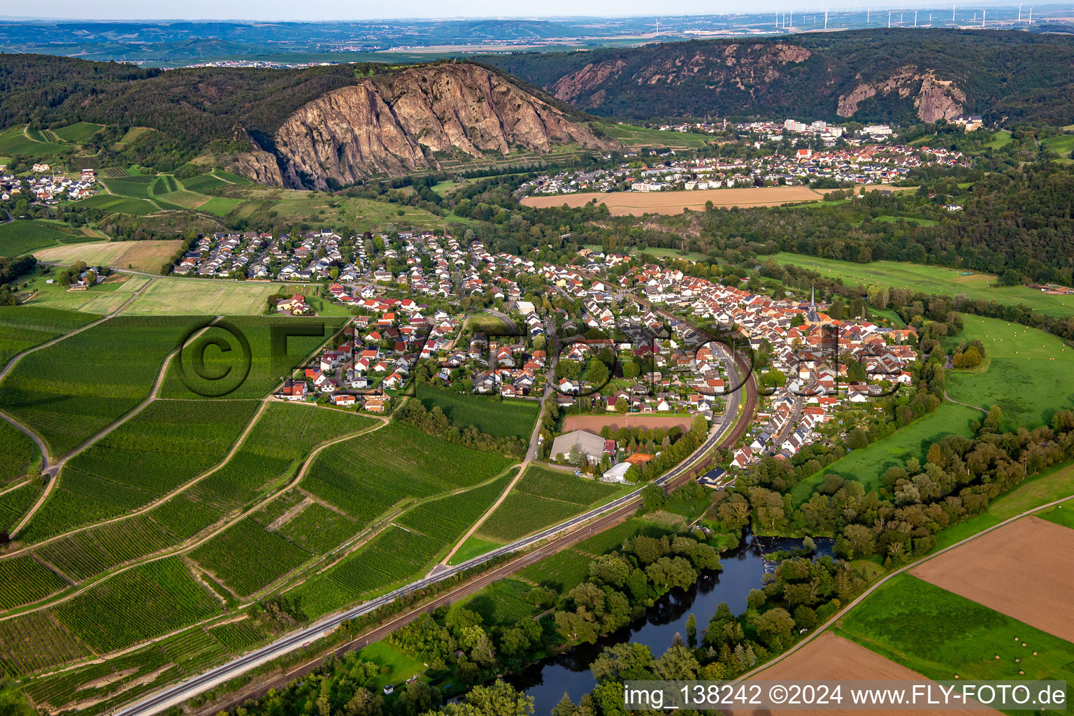 From the west in the district Traisen in Norheim in the state Rhineland-Palatinate, Germany