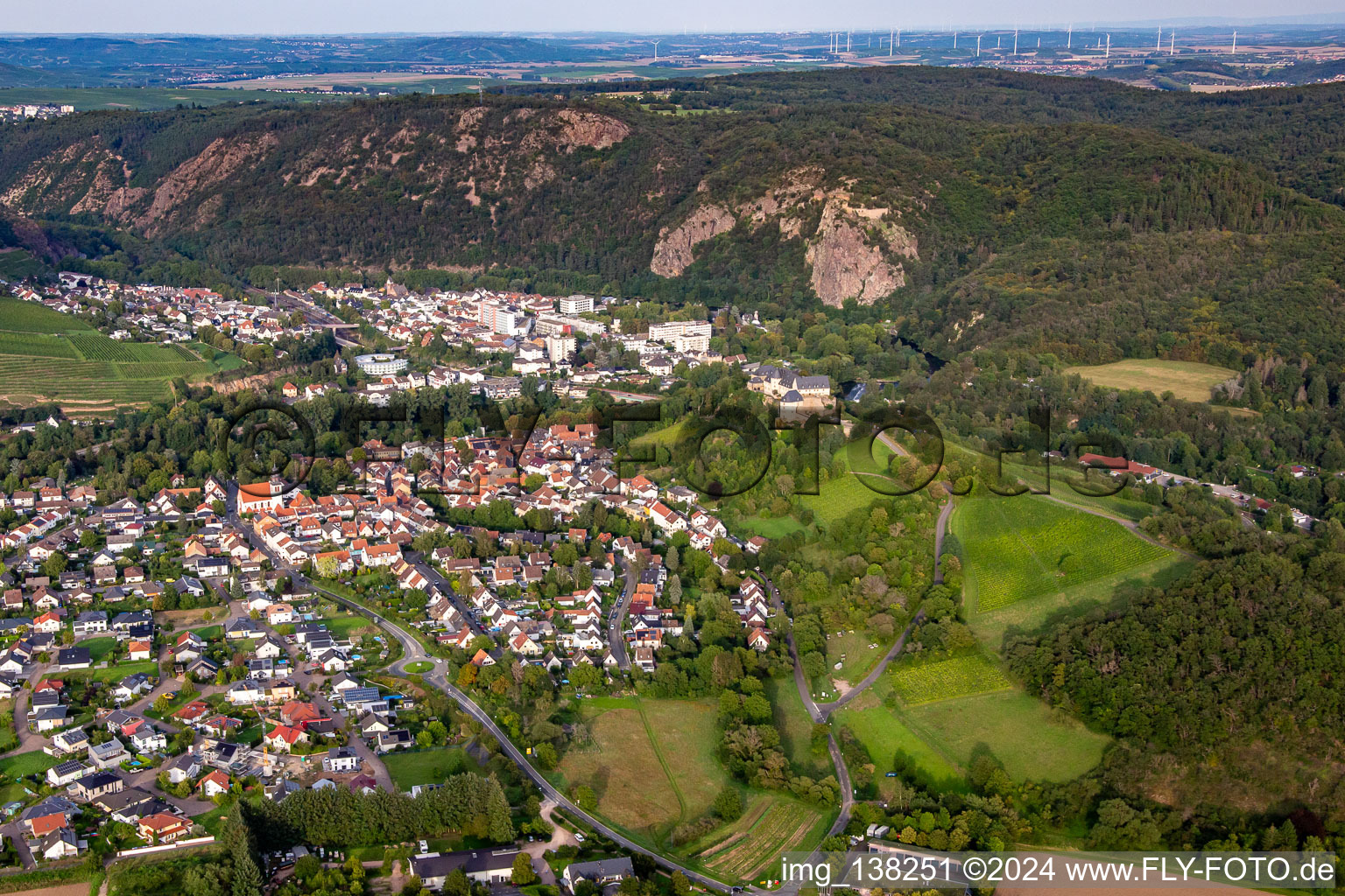 Aerial photograpy of From the west in the district Ebernburg in Bad Kreuznach in the state Rhineland-Palatinate, Germany