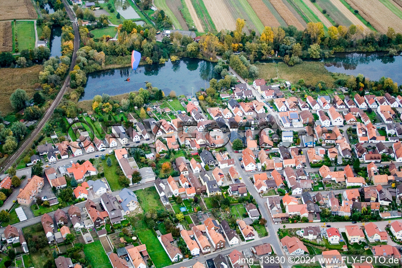 Village view in Berg (Pfalz) in the state Rhineland-Palatinate from above