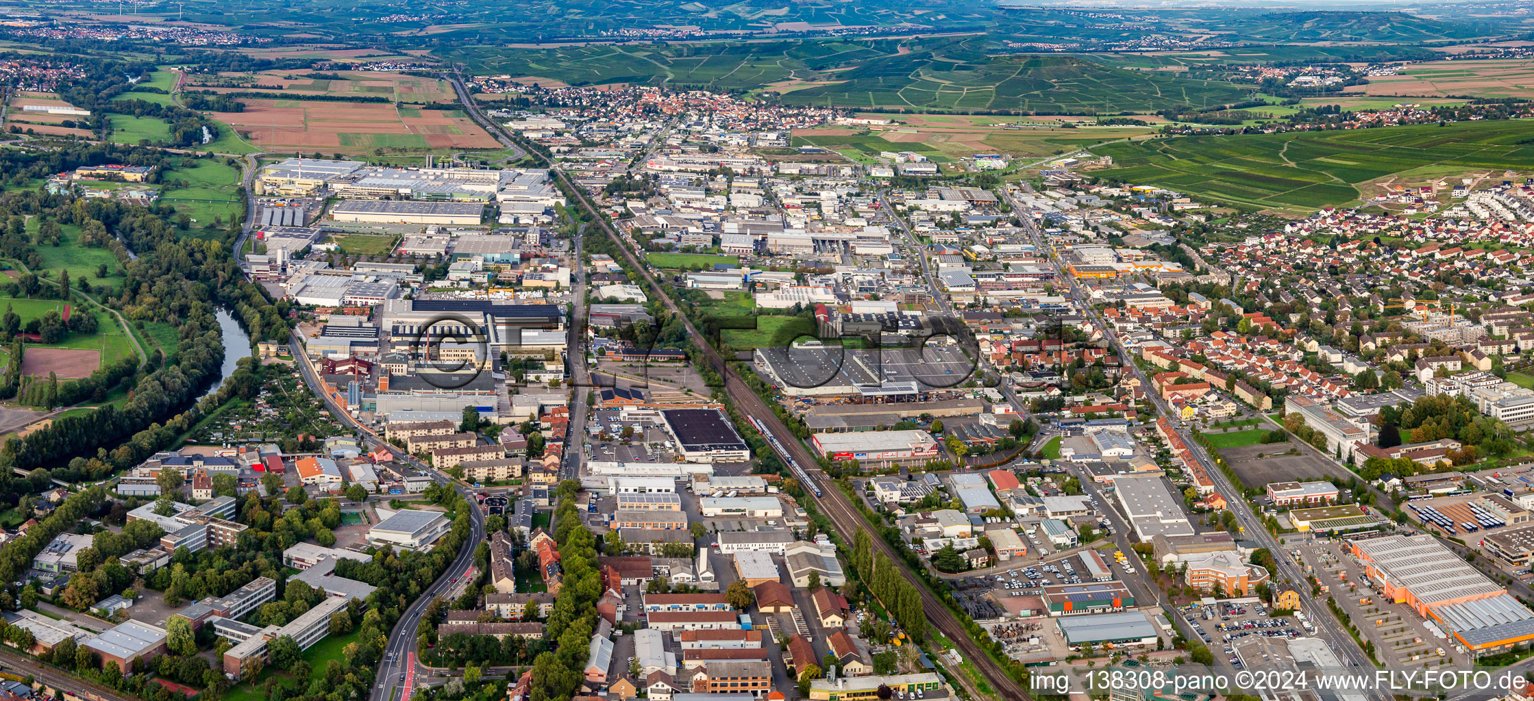 Panorama north commercial area in Bad Kreuznach in the state Rhineland-Palatinate, Germany