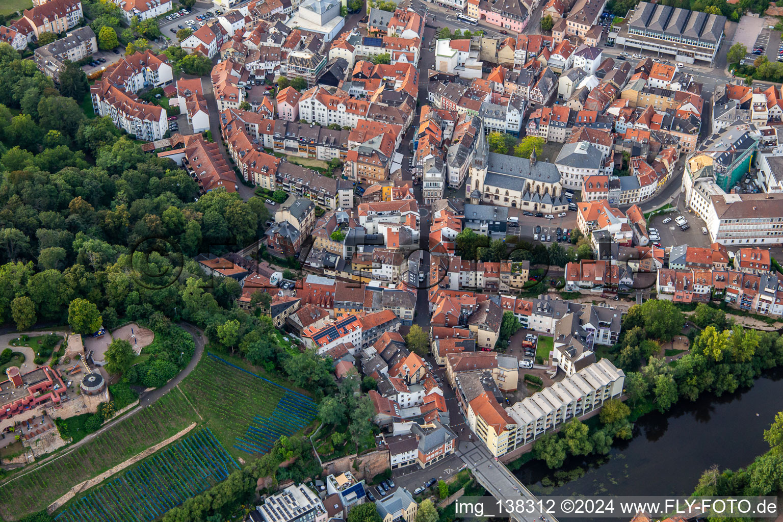 Old town with Mannheimer Straße in Bad Kreuznach in the state Rhineland-Palatinate, Germany