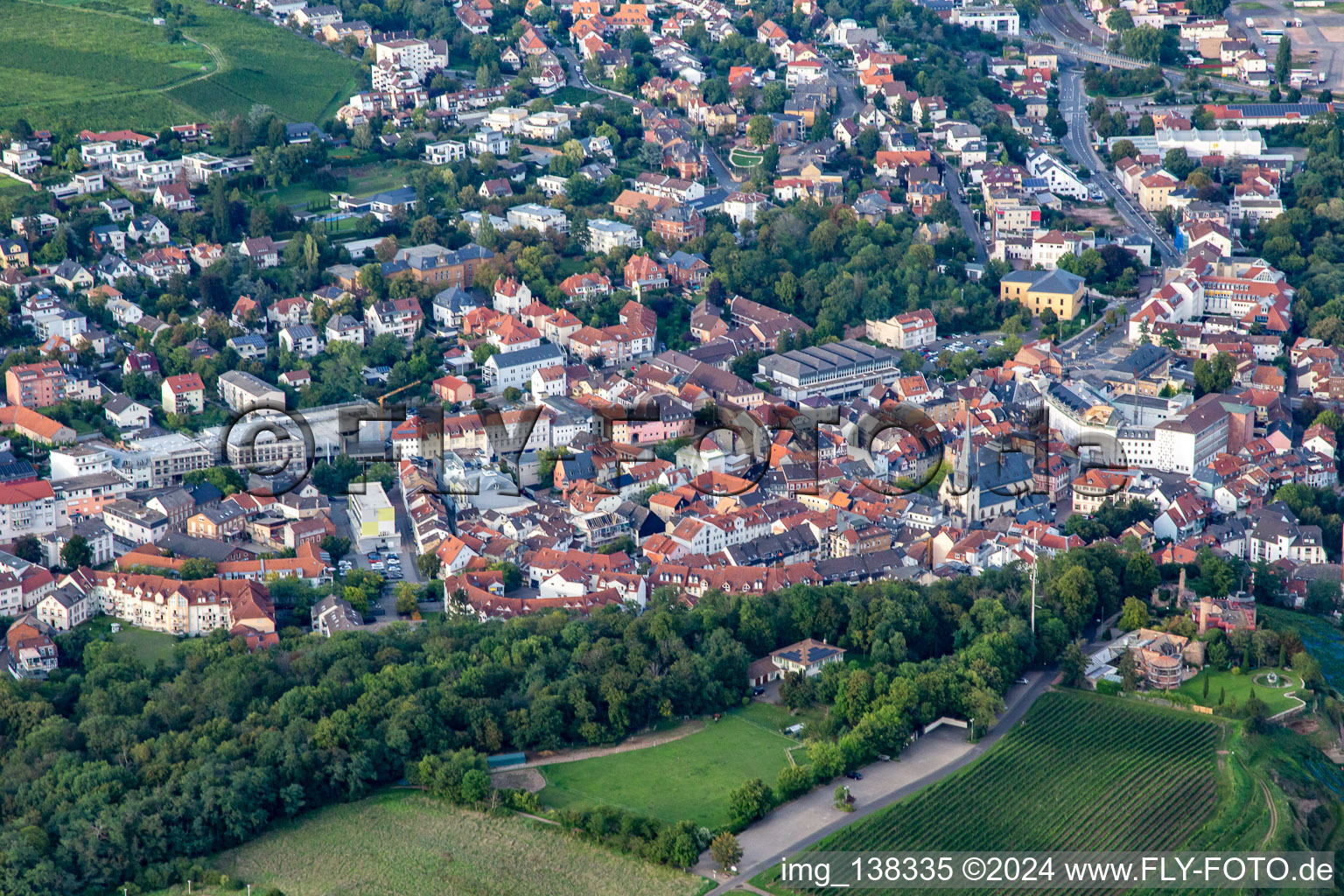 Aerial view of Old Town in Bad Kreuznach in the state Rhineland-Palatinate, Germany