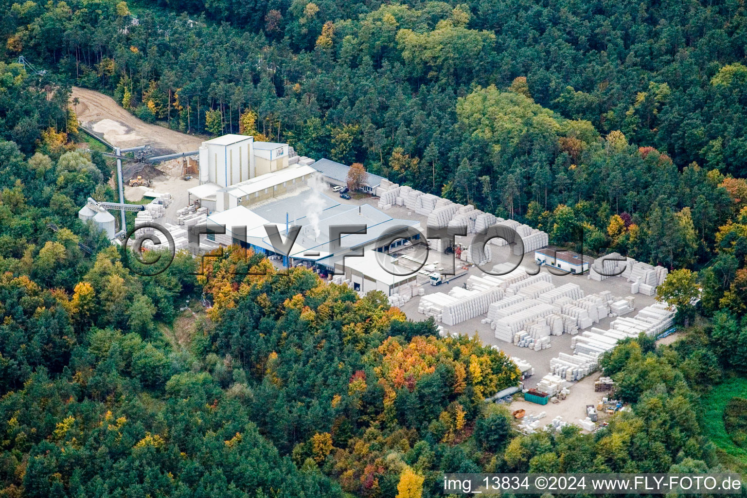 Aerial view of Concrete blockwork in Berg in the state Rhineland-Palatinate, Germany