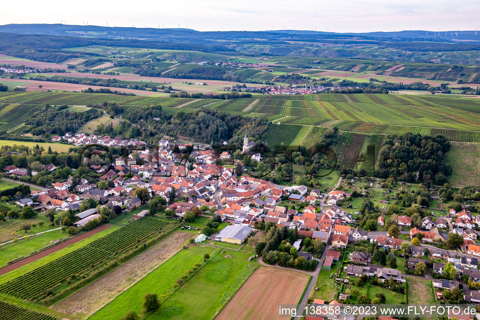 Aerial view of Mandel in the state Rhineland-Palatinate, Germany