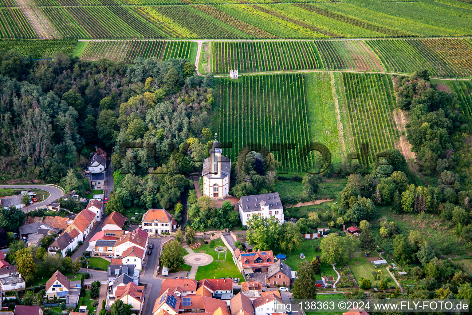 Aerial photograpy of Koppenstein Castle Mandel under the Wingertshäuschen Mandel in Mandel in the state Rhineland-Palatinate, Germany