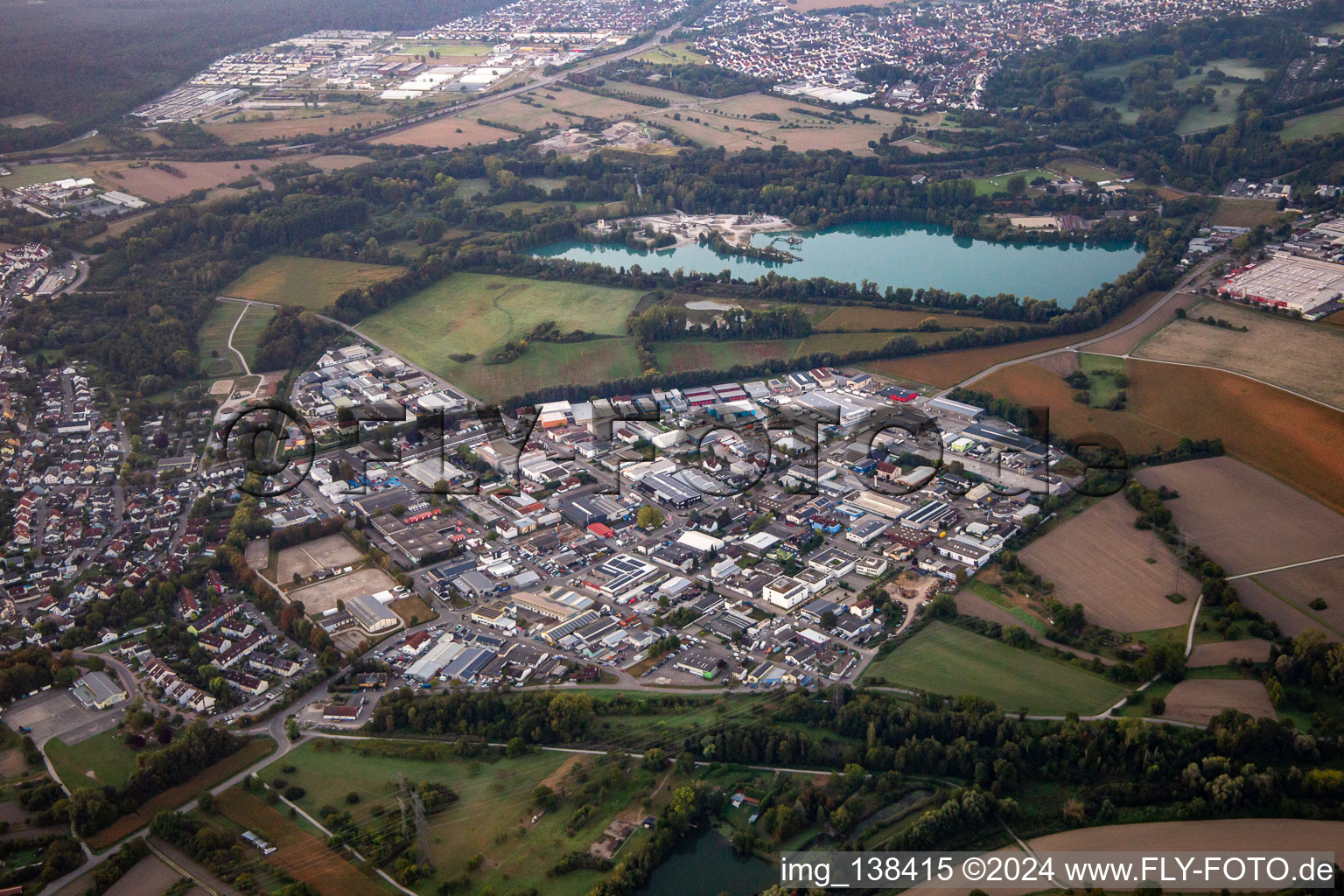 Industrial area Industriestrasse in the morning in the district Eggenstein in Eggenstein-Leopoldshafen in the state Baden-Wuerttemberg, Germany