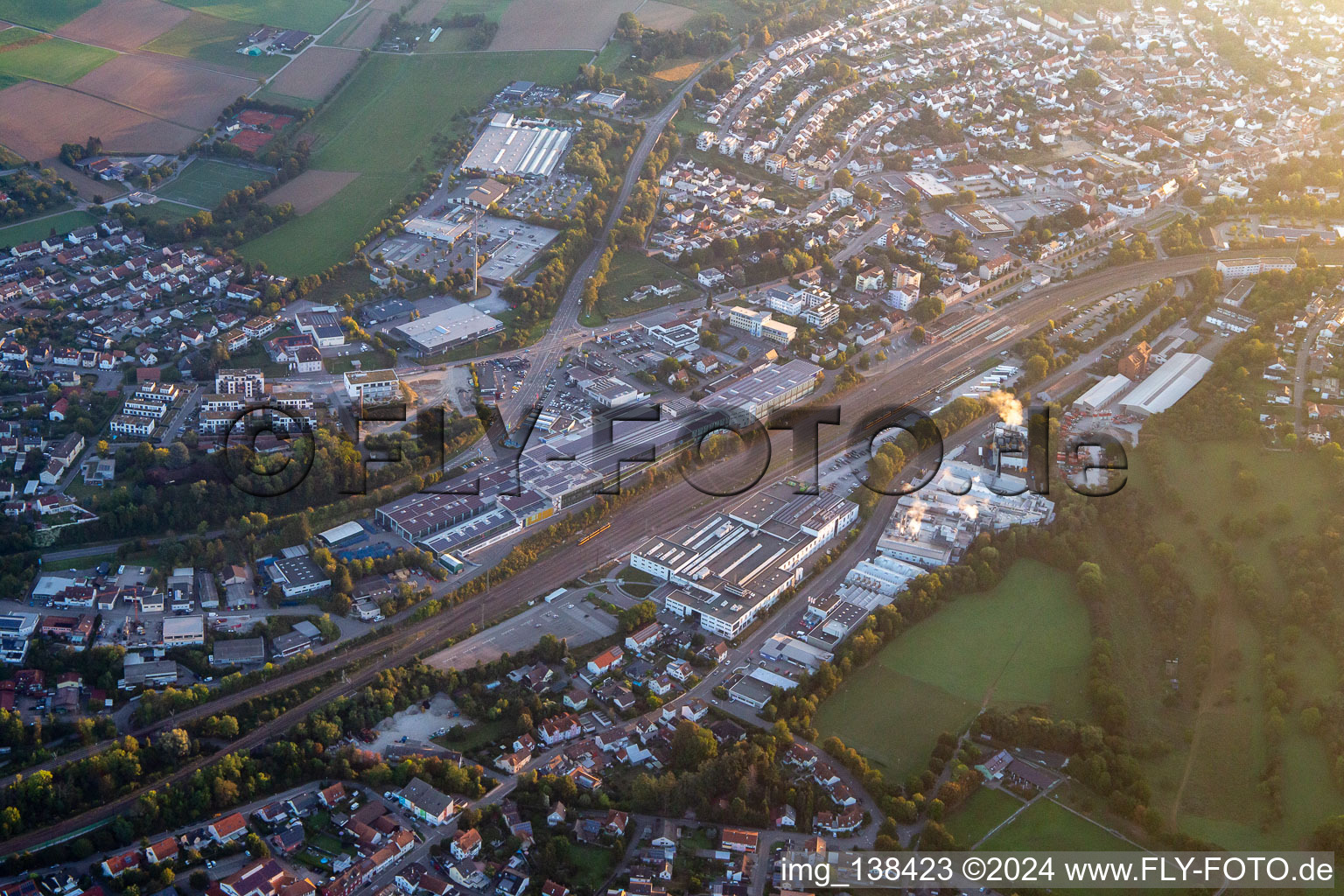 Industrial area Am Güterbahnhof, Bruckenfeldstraße Rinkinger Straße in Bretten in the state Baden-Wuerttemberg, Germany