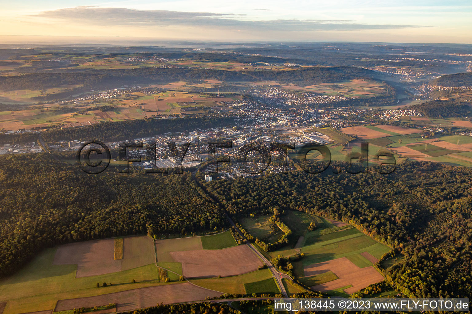 Aerial view of From the north in Mühlacker in the state Baden-Wuerttemberg, Germany