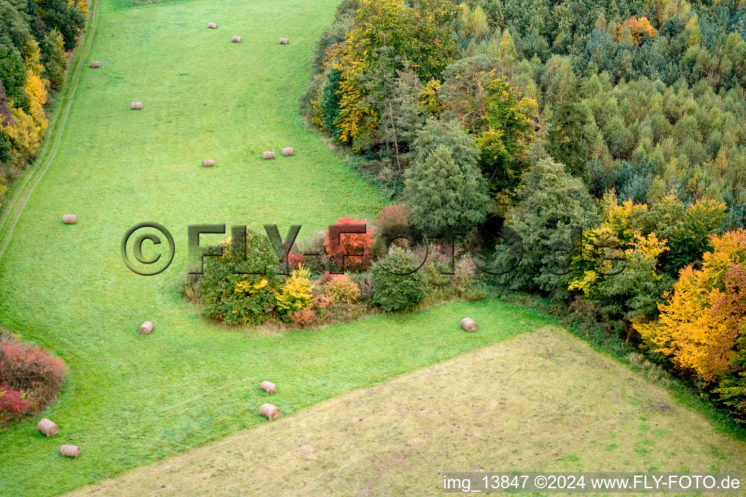 Otterbach Valley in Minfeld in the state Rhineland-Palatinate, Germany out of the air