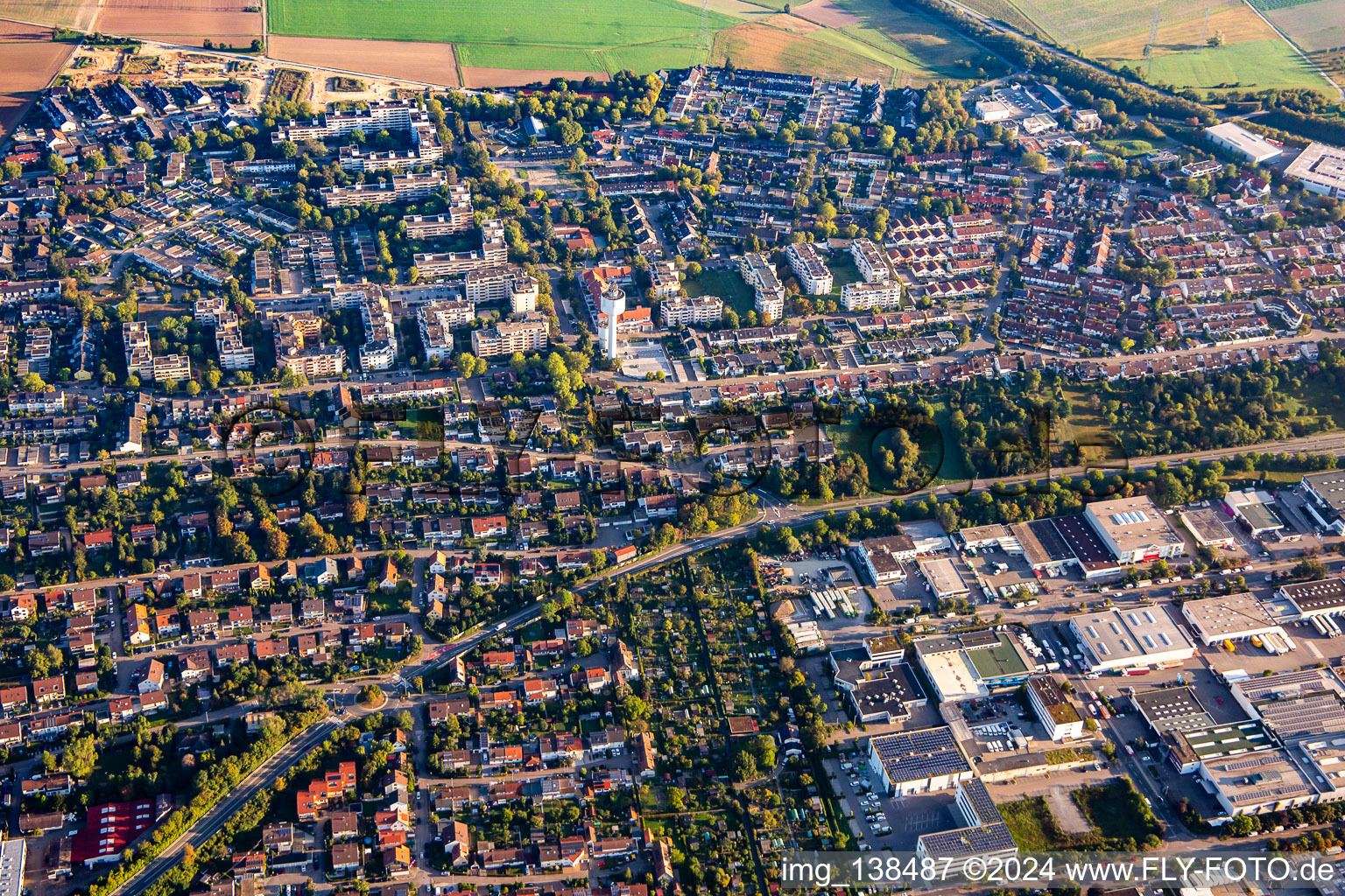 From the south in the district Hohenstange in Tamm in the state Baden-Wuerttemberg, Germany