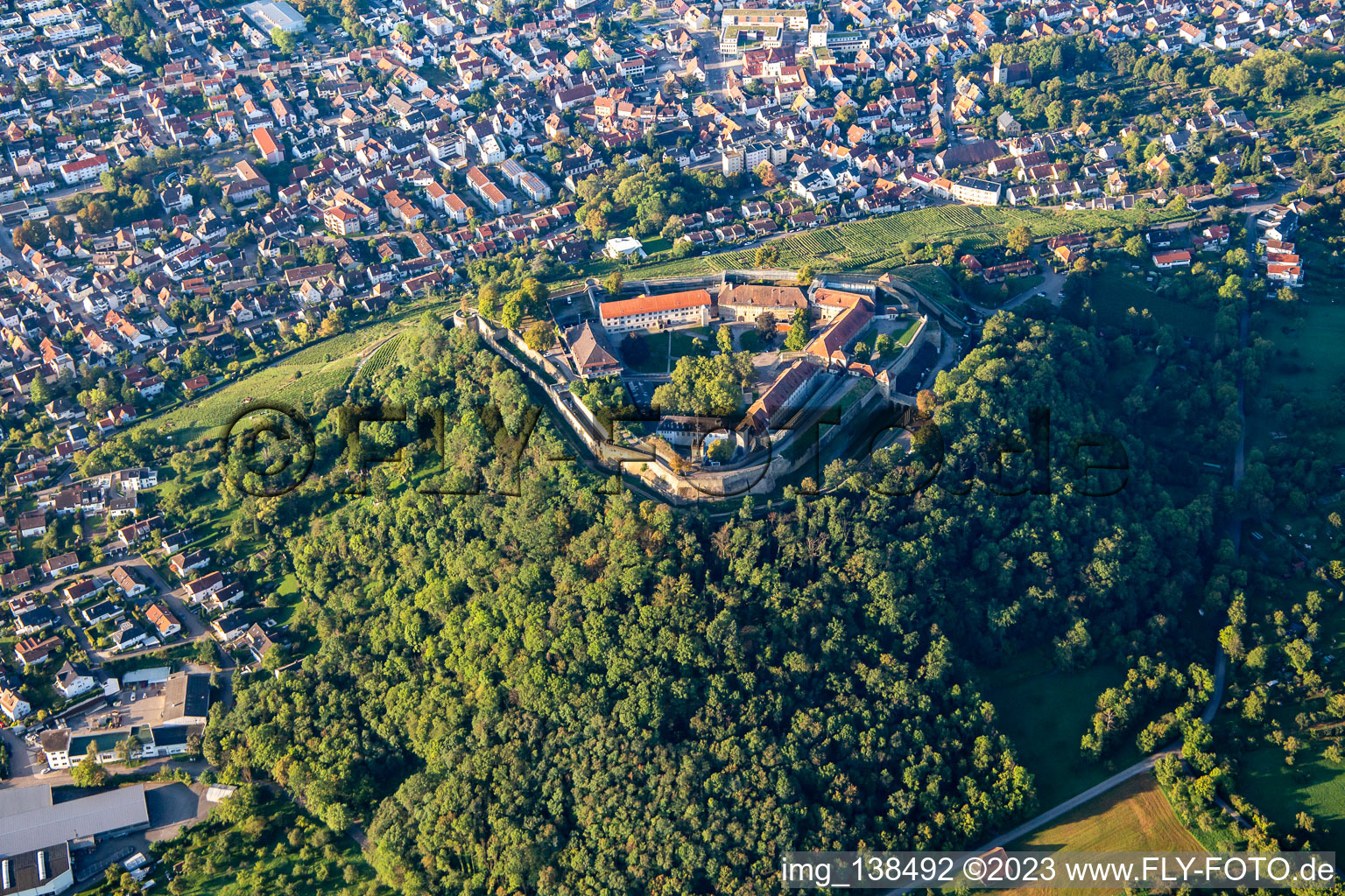 Aerial photograpy of Museum Hohenasperg - A German prison in Asperg in the state Baden-Wuerttemberg, Germany