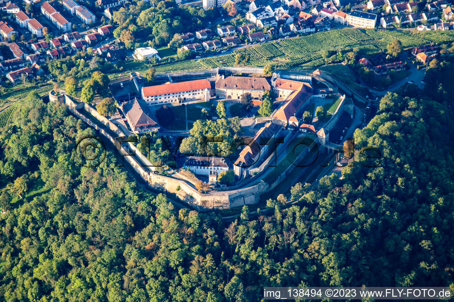 Oblique view of Museum Hohenasperg - A German prison in Asperg in the state Baden-Wuerttemberg, Germany