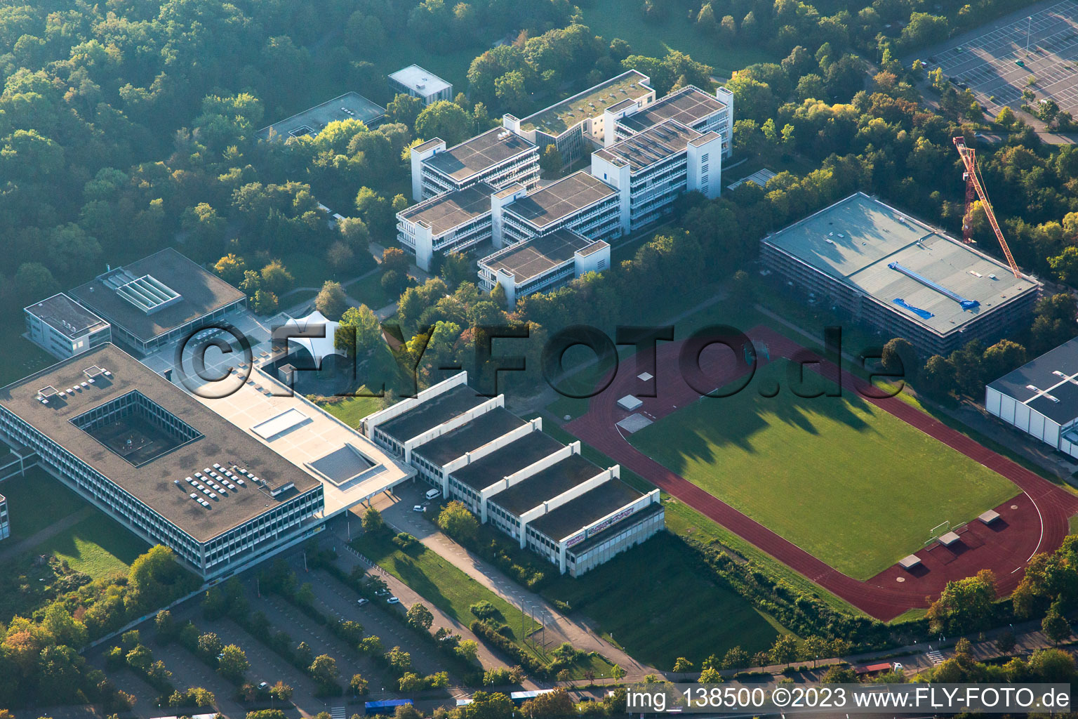 Sports field at the University of Public Administration and Finance Ludwigsburg in the district Eglosheim in Ludwigsburg in the state Baden-Wuerttemberg, Germany