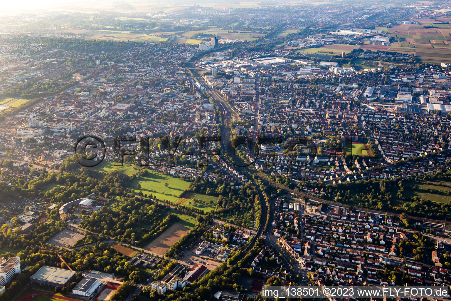 From the north in the district Eglosheim in Ludwigsburg in the state Baden-Wuerttemberg, Germany