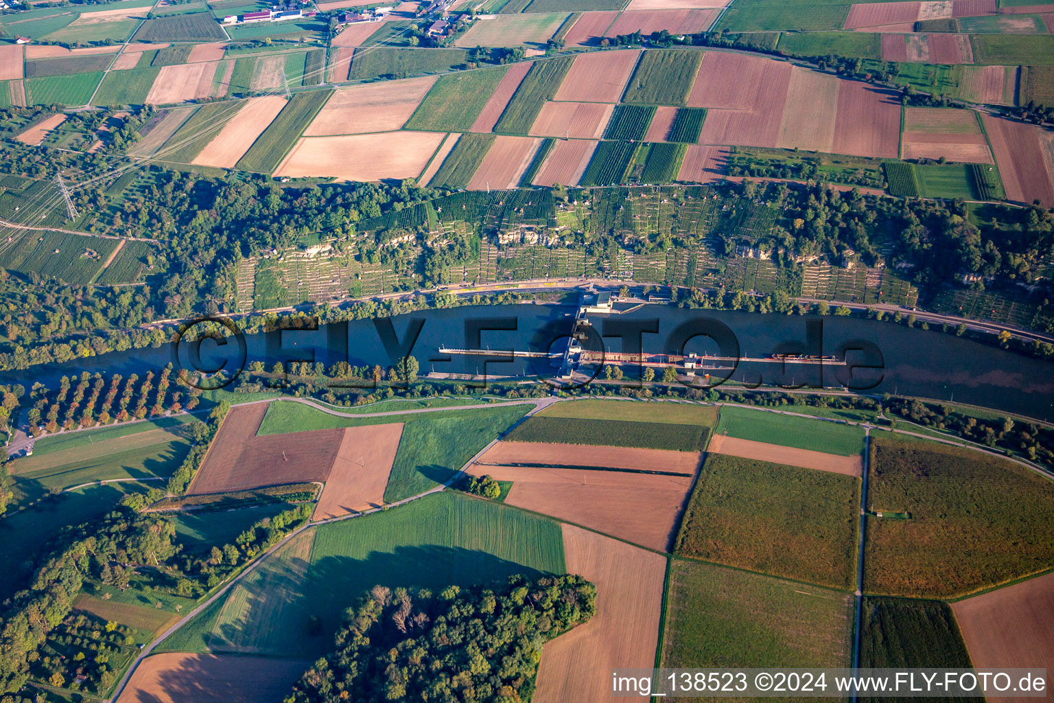 Poppenweiler Lock in the district Neckarweihingen in Ludwigsburg in the state Baden-Wuerttemberg, Germany