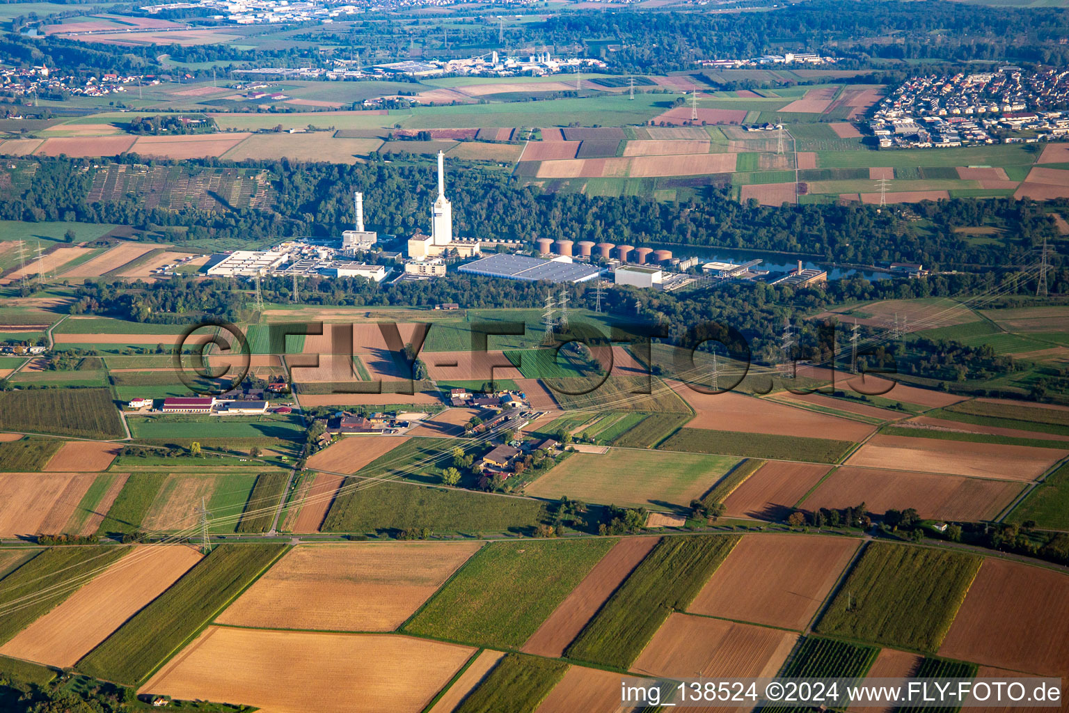 Aerial view of Energy and Technology Park in Marbach am Neckar in the state Baden-Wuerttemberg, Germany