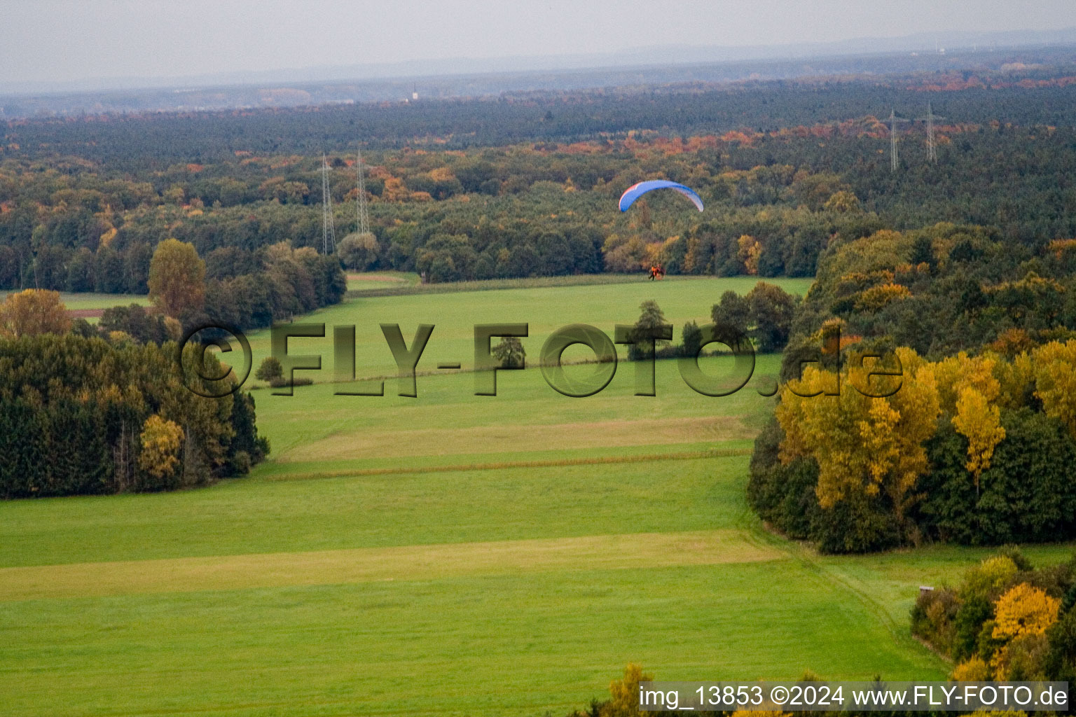 Otterbach Valley in Minfeld in the state Rhineland-Palatinate, Germany viewn from the air